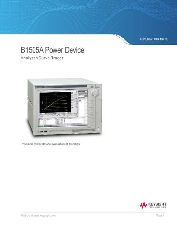 B1505A Power Device Analyzer/Curve Tracer | Keysight