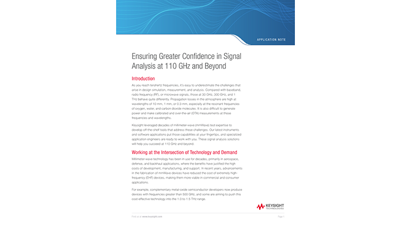 Ensuring Greater Confidence in Signal Analysis at 110 GHz and Beyond