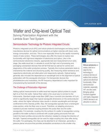 Wafer And Chip Level Optical Test Keysight