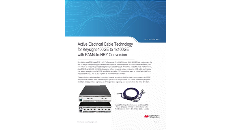 Active Electrical Cable Technology for Keysight 400GE to 4x100GE with PAM4-to-NRZ Conversion