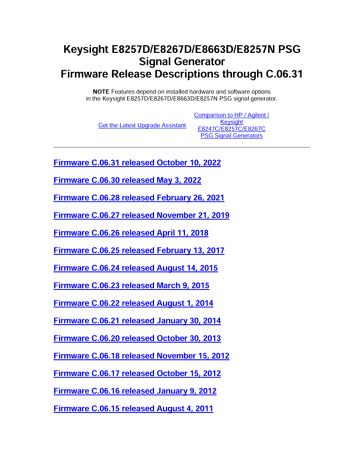 Psg Firmware Release Notes Keysight