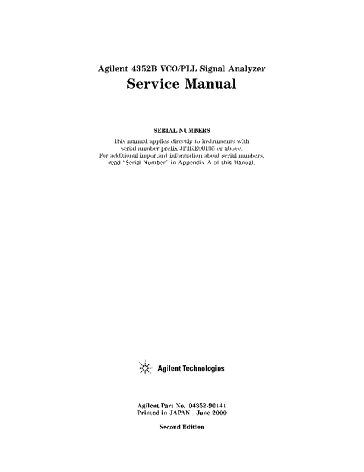4352B Signal Analyzer Service Manual | Keysight