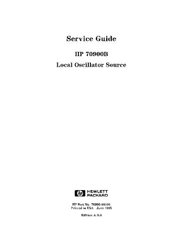 70900B Local Oscillator Service Guide | Keysight