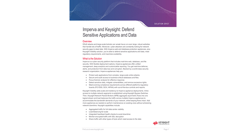 Imperva and Keysight: Defend Sensitive Applications and Data