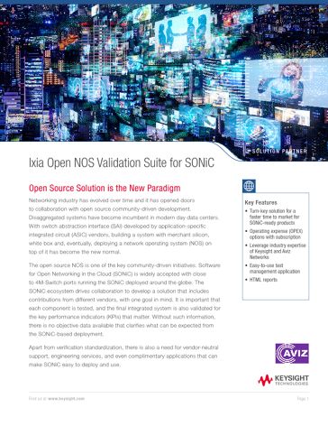 Ixia Open Nos Validation Suite For Sonic Keysight