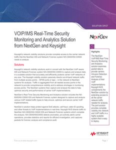 VOIP/IMS Real-Time Security Monitoring and Analytics Solution from NextGen and Keysight