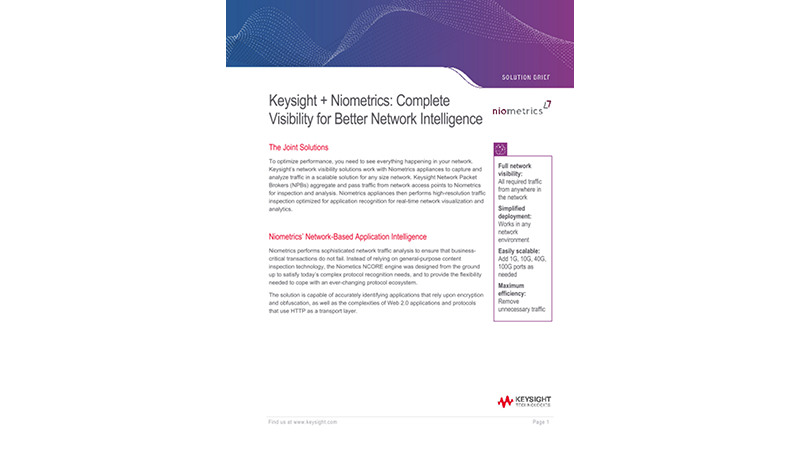 Keysight + Niometrics: Complete Visibility for Better Network Intelligence
