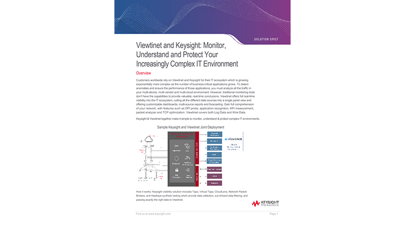 Viewtinet and Keysight: Monitor, Understand and Protect Your Increasingly Complex IT Environment