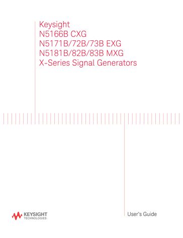 X Series Signal Generators User S Guide Keysight