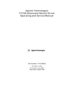 11713A Attenuator/Switch Driver Operating and Service Manual ...