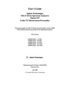 ESA-E Spectrum Analyzer Cable TV Measurement Personality User's Guide