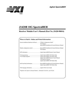 SpectralBER Receiver Module User's Manual, J1420-90014 | Keysight