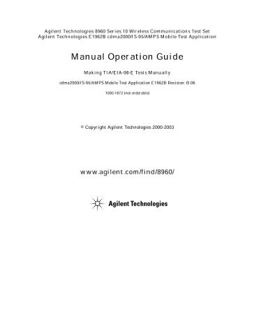 E1962B Manual Operation Guide | Keysight