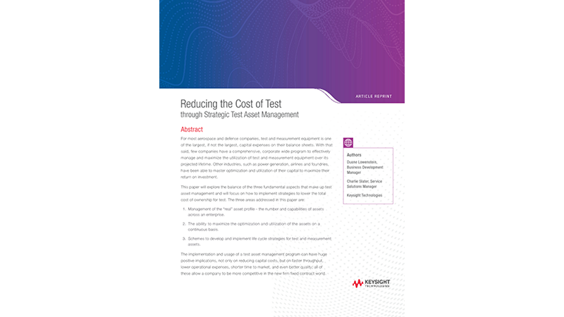 Reducing the Cost of Test through Strategic Test Asset Management 