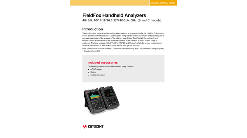 FieldFox Handheld Analyzers 4/6.5/9/14/18/26.5/32/44/50/54 GHz