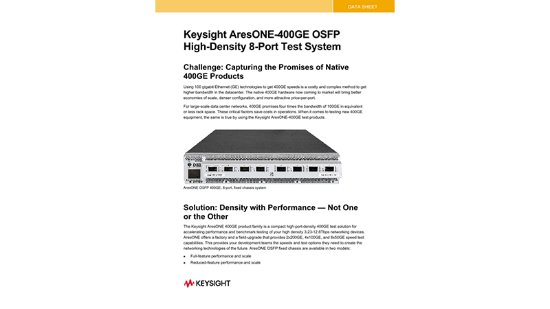 AresONE-400GE OSFP High-Density 8-Port Test System