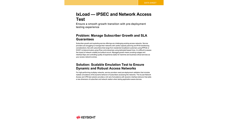 IxLoad® — IPSEC and Network Access Test Solution