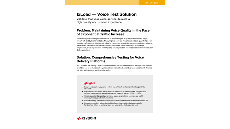 IxLoad® — Voice Test Solution