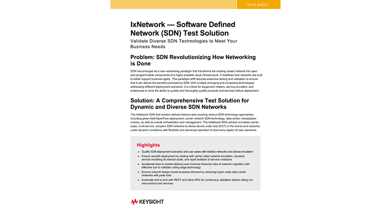 IxNetwork Software Defined Network (SDN) Test Solution
