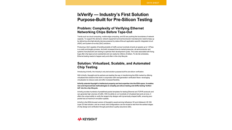 IxVerify: Industry’s Only Solution Purpose-Built for Pre-Silicon Testing