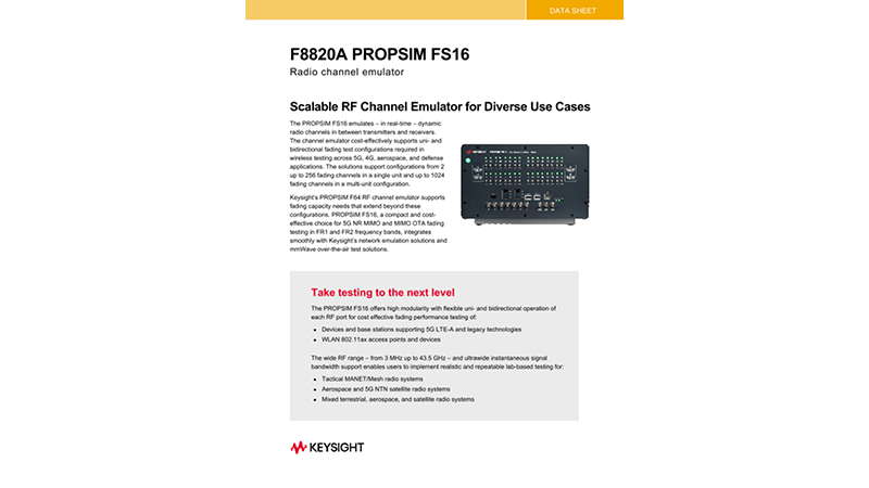 PROPSIM FS16 RF Channel Emulator F8820A