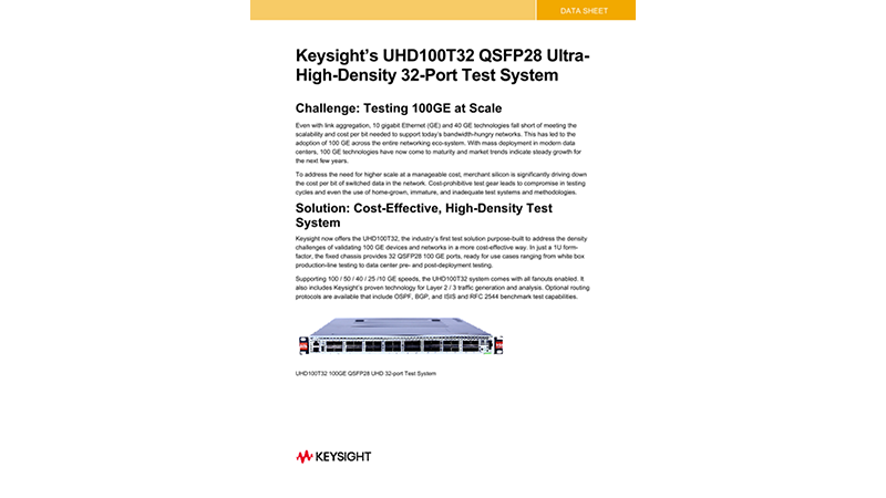 Keysight's Ixia UHD100T32 QSFP28 Ultra-High-Density 32-Port Test System