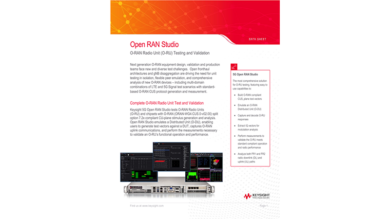 Open RAN Studio O-RAN Radio Unit (O-RU) Testing and Validation