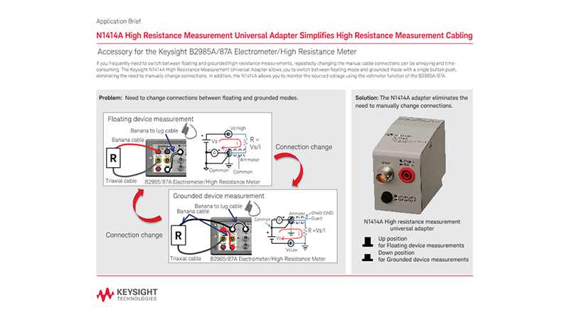 N1414A High Resistance Measurement Universal Adapter Simplifies High Resistance Measurement Cabling