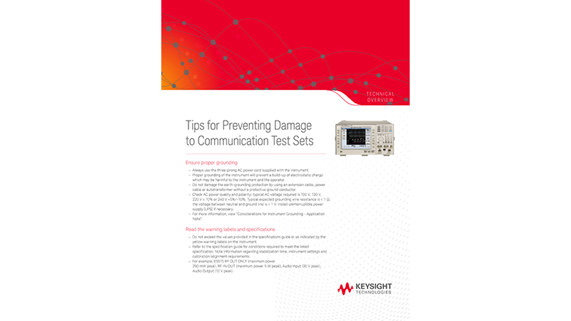 Tips for Preventing Damage to Communication Test Sets 