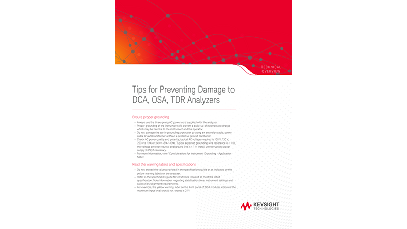 Tips for Preventing Damage to DCA, OSA, TDR Analyzers 
